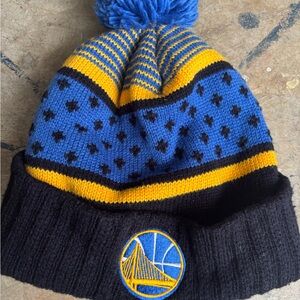 Kids Blue and Yellow Pom-Pom Beanie